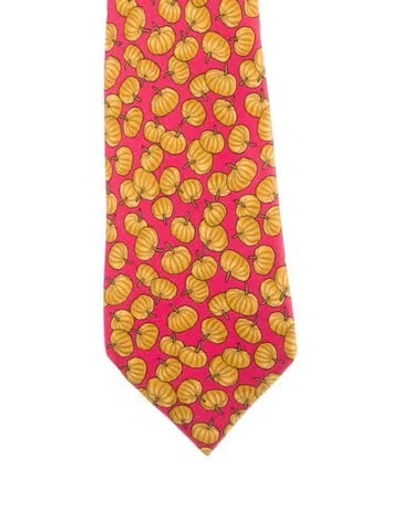 Pre-owned Hermes Silk Pattern Tie In Red