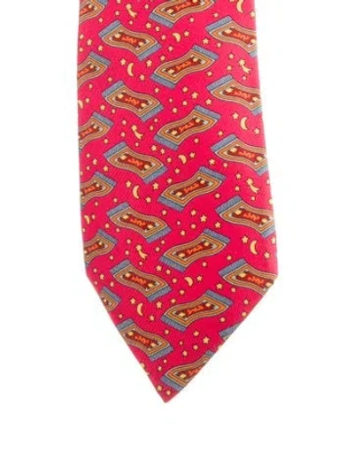 Pre-owned Hermes Silk Pattern Tie In Red