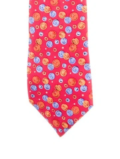 Pre-owned Hermes Silk Pattern Tie In Red