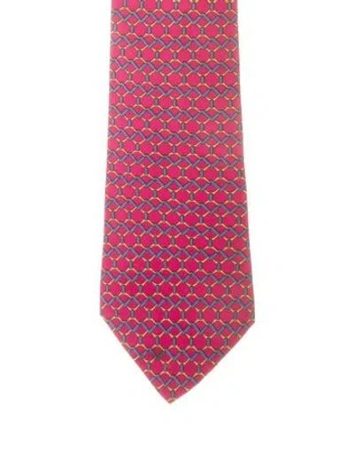 Pre-owned Hermes Silk Pattern Tie In Red