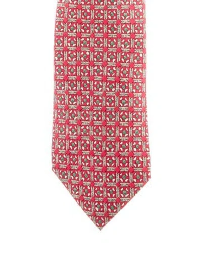 Pre-owned Hermes Silk Pattern Tie In Red