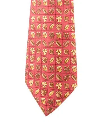 Pre-owned Hermes Silk Pattern Tie In Red