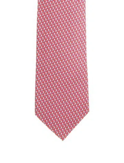 Pre-owned Hermes Silk Pattern Tie In Red