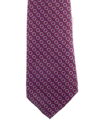 Pre-owned Hermes Silk Pattern Tie In Red