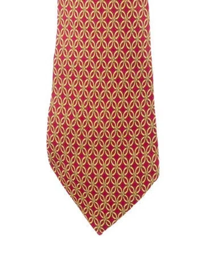Pre-owned Hermes Silk Pattern Tie In Red