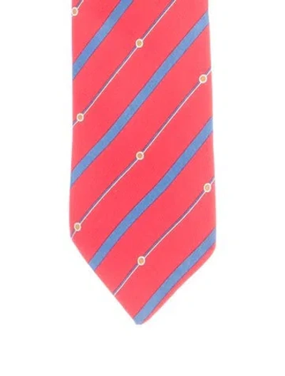 Pre-owned Hermes Silk Pattern Tie In Red