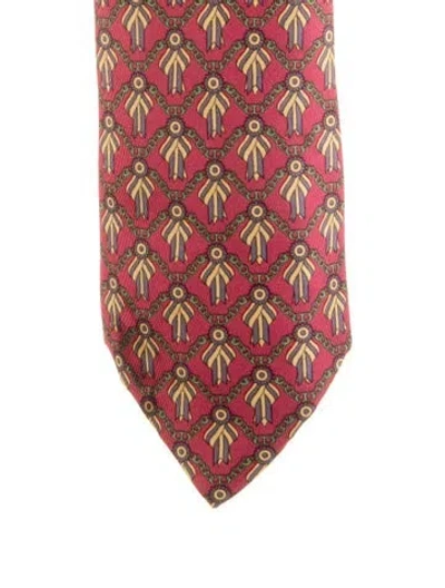 Pre-owned Hermes Silk Pattern Tie In Red
