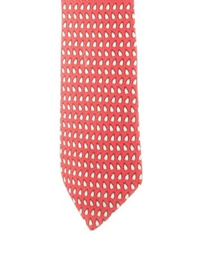 Pre-owned Hermes Silk Pattern Tie In Red