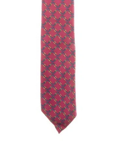 Pre-owned Hermes Silk Pattern Tie In Red