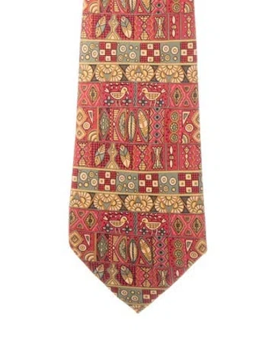 Pre-owned Hermes Silk Pattern Tie In Red