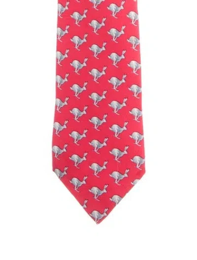 Pre-owned Hermes Silk Pattern Tie In Red