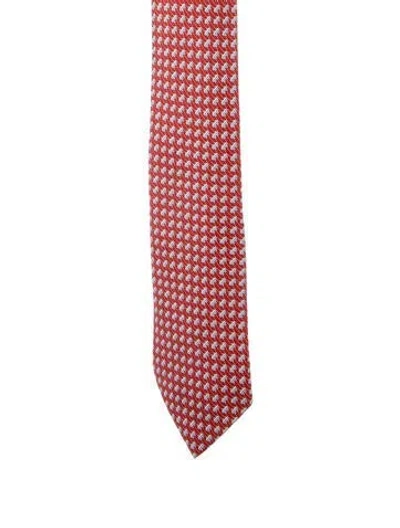 Pre-owned Hermes Silk Pattern Tie In Red