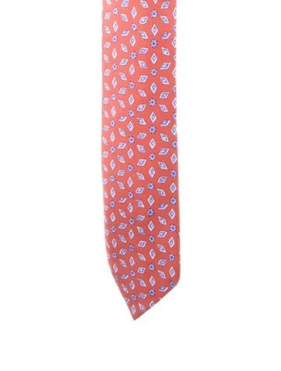 Pre-owned Hermes Silk Pattern Tie In Red