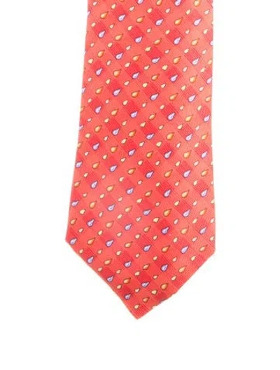 Pre-owned Hermes Silk Pattern Tie In Red
