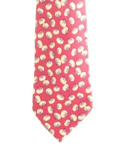 Pre-owned Hermes Silk Pattern Tie In Red