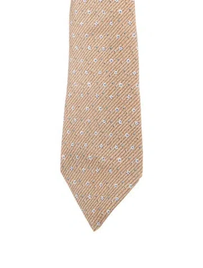 Pre-owned Hermes Silk Pattern Tie In Yellow