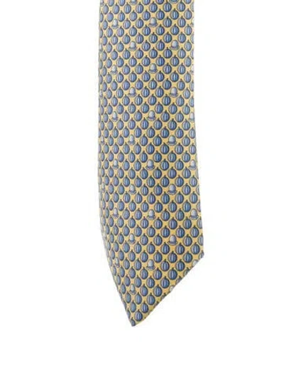 Pre-owned Hermes Silk Pattern Tie In Yellow