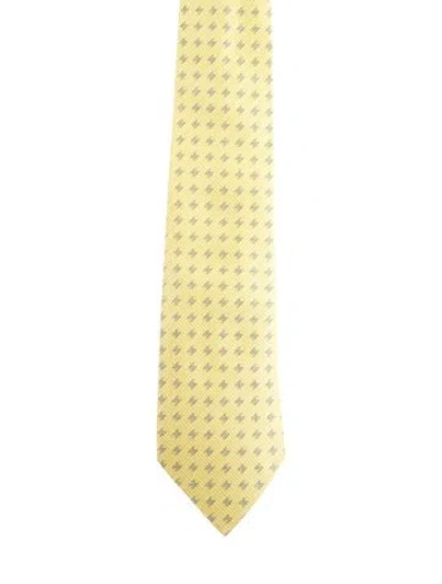 Pre-owned Hermes Silk Pattern Tie In Yellow