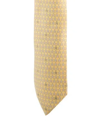 Pre-owned Hermes Silk Pattern Tie In Yellow
