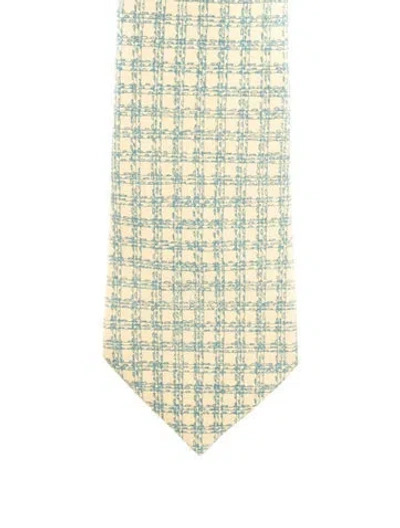 Pre-owned Hermes Silk Pattern Tie In Yellow