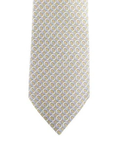 Pre-owned Hermes Silk Pattern Tie In Yellow