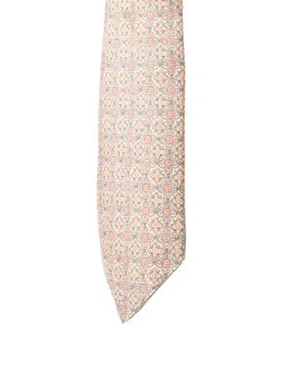Pre-owned Hermes Silk Pattern Tie In Yellow