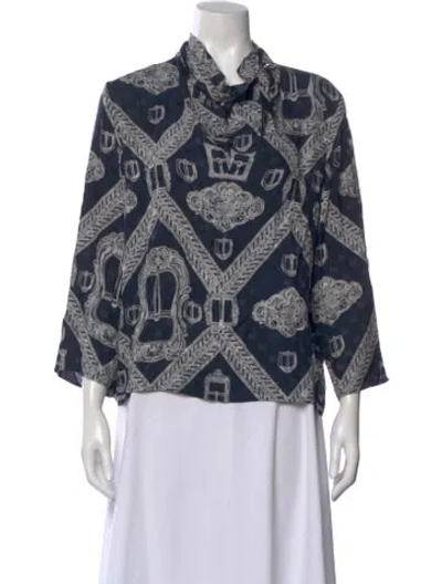 Pre-owned Hermes Silk Patterned Blouse In Multi