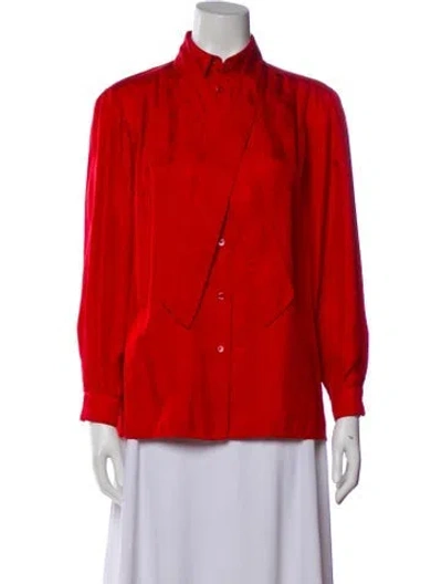 Pre-owned Hermes Silk Patterned Blouse In Red