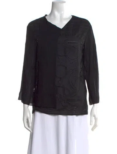 Pre-owned Hermes Silk Patterned Blouse W/ Tags In Black