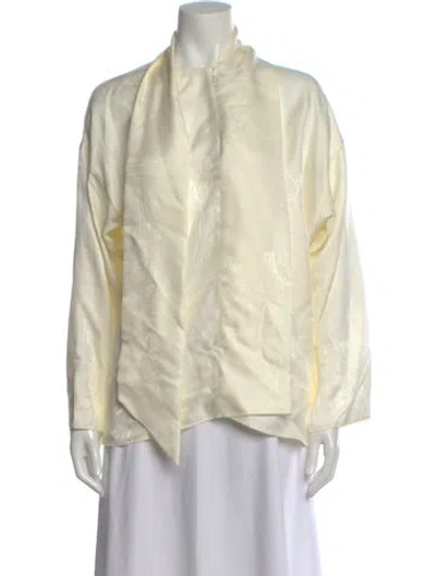 Pre-owned Hermes Silk Patterned Blouse W/ Tags In Neutral