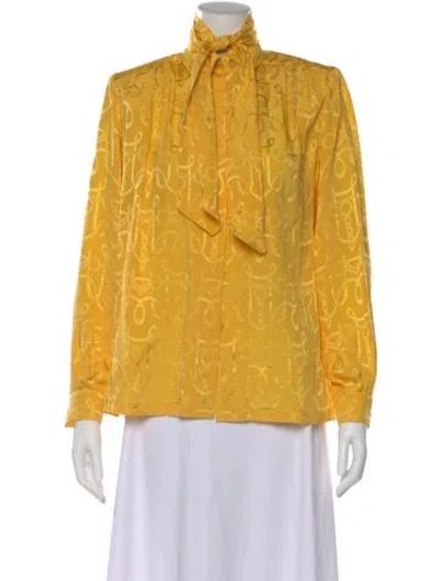 Pre-owned Hermes Silk Patterned Blouse In Yellow