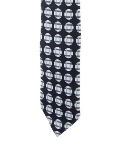 Pre-owned Hermes Silk Patterned Tie In Black