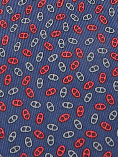 Pre-owned Hermes Silk Patterned Tie In Blue