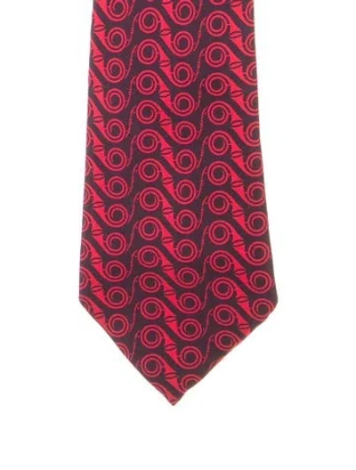 Pre-owned Hermes Silk Patterned Tie In Blue
