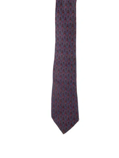 Pre-owned Hermes Silk Patterned Tie In Blue