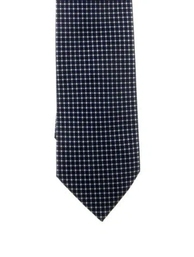 Pre-owned Hermes Silk Patterned Tie In Blue
