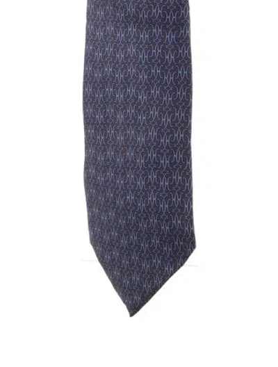 Pre-owned Hermes Silk Patterned Tie In Blue