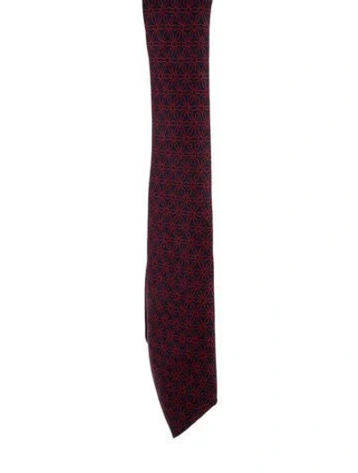 Pre-owned Hermes Silk Patterned Tie In Blue