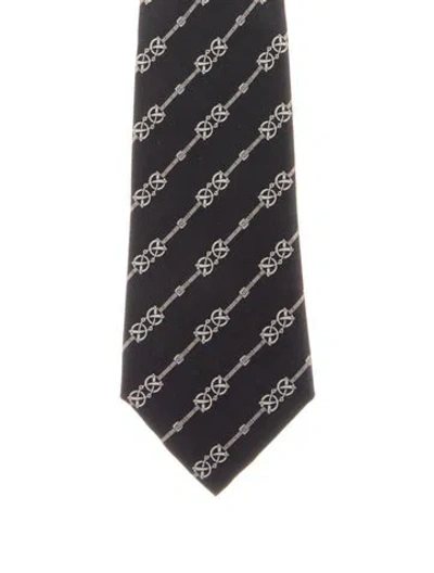 Pre-owned Hermes Silk Patterned Tie In Gray