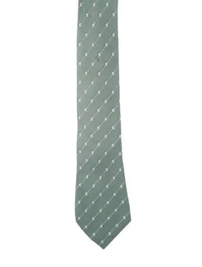 Pre-owned Hermes Silk Patterned Tie In Green