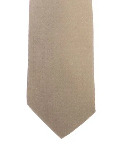 Pre-owned Hermes Silk Patterned Tie In Green