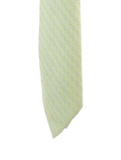 Pre-owned Hermes Silk Patterned Tie In Green