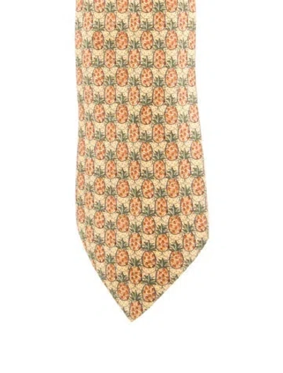 Pre-owned Hermes Silk Patterned Tie In Multi