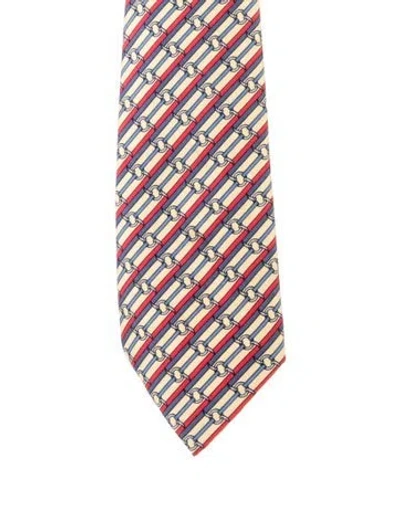 Pre-owned Hermes Silk Patterned Tie In Multi