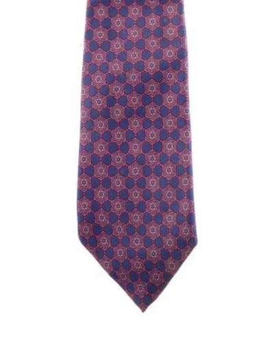 Pre-owned Hermes Silk Patterned Tie In Pink