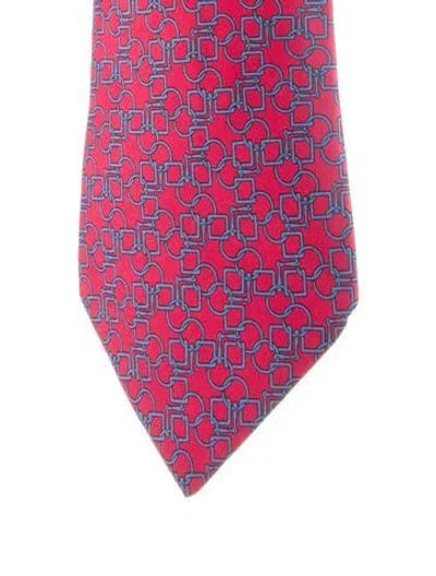 Pre-owned Hermes Silk Patterned Tie In Red