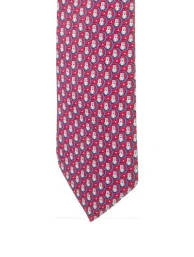 Pre-owned Hermes Silk Patterned Tie In Red