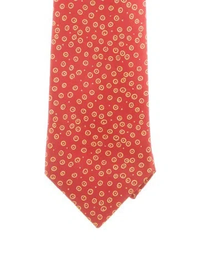 Pre-owned Hermes Silk Patterned Tie In Red