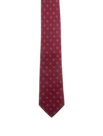 Pre-owned Hermes Silk Patterned Tie In Red