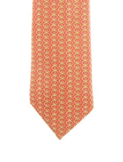Pre-owned Hermes Silk Patterned Tie In Red